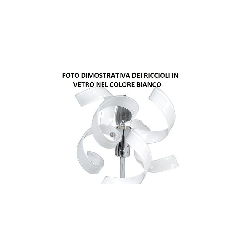 273-PLM TRUDY PLAFONIERA MEDIA CON RICCIOLI IN VETRO COLORATO E STRUTTURA IN METALLO CROMO Padana Lampadari - Cristalensi Shop O