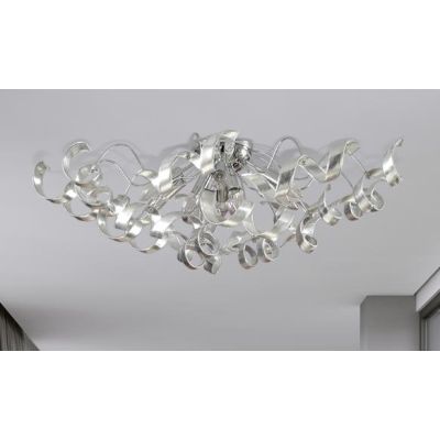 273-PLMF TRUDY PLAFONIERA MEDIA IN METALLO CROMO CON RICCIOLI IN VETRO FOGLIA ORO O ARGENTO Padana Lampadari - Cristalensi Shop 