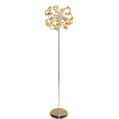 273-PTF TRUDY PIANTANA IN METALLO CROMATO CON RICCIOLI IN VETRO DECORO FOGLIA ORO O ARGENTO Padana Lampadari - Cristalensi Shop 