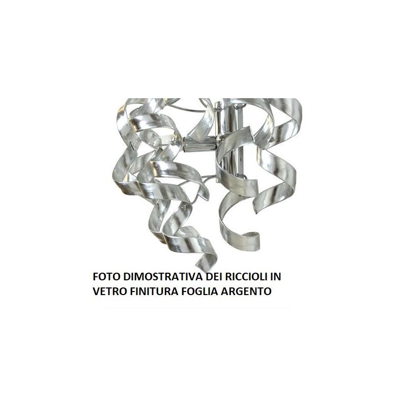 273-PTF TRUDY PIANTANA IN METALLO CROMATO CON RICCIOLI IN VETRO DECORO FOGLIA ORO O ARGENTO Padana Lampadari - Cristalensi Shop 