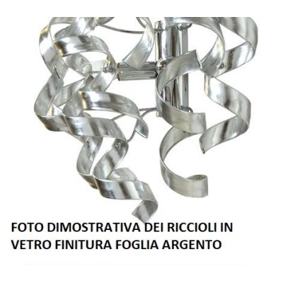 273-PTF TRUDY PIANTANA IN METALLO CROMATO CON RICCIOLI IN VETRO DECORO FOGLIA ORO O ARGENTO Padana Lampadari - Cristalensi Shop 