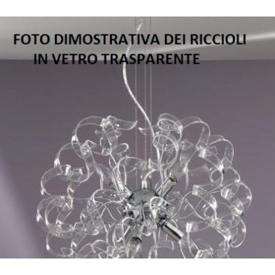 273/SG TRUDY LAMPADARIO MODERNO CON RICCIOLI IN VETRO COLORATO E STRUTTURA IN METALLO CROMO Padana Lampadari - Cristalensi Shop 