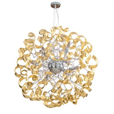 273/SGF TRUDY LAMPADARIO MODERNO IN METALLO CROMO CON RICCIOLI IN VETRO FOGLIA ORO O ARGENTO Padana Lampadari - Cristalensi Shop