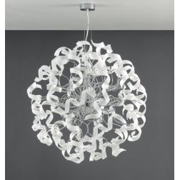 273SM TRUDY LAMPADARIO MODERNO CON RICCIOLI IN VETRO COLORATO E STRUTTURA IN METALLO CROMO Padana Lampadari - Cristalensi Shop O 2