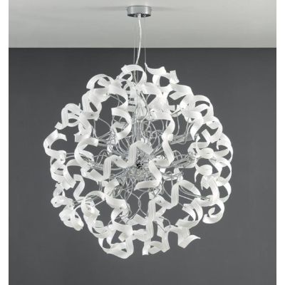 273SM TRUDY LAMPADARIO MODERNO CON RICCIOLI IN VETRO COLORATO E STRUTTURA IN METALLO CROMO Padana Lampadari - Cristalensi Shop O