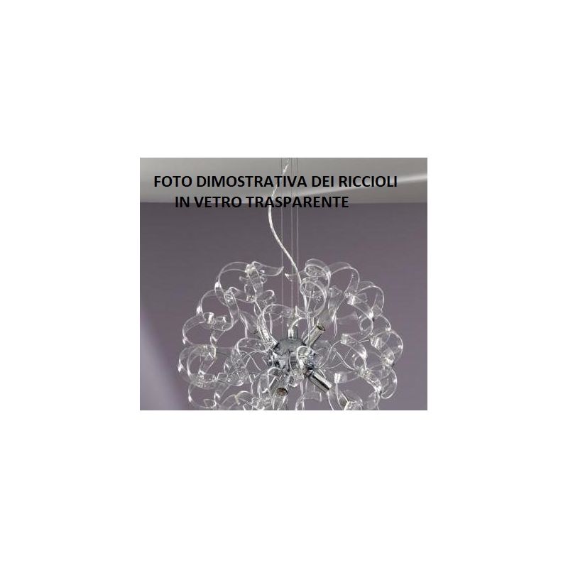 273SP TRUDY LAMPADARIO MODERNO CON RICCIOLI IN VETRO COLORATO E STRUTTURA IN METALLO CROMO Padana Lampadari - Cristalensi Shop O