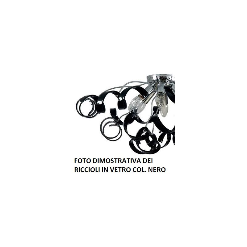 273SP TRUDY LAMPADARIO MODERNO CON RICCIOLI IN VETRO COLORATO E STRUTTURA IN METALLO CROMO Padana Lampadari - Cristalensi Shop O