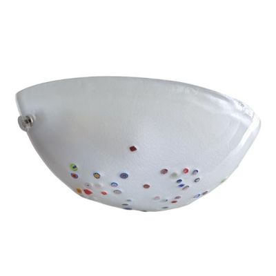 MIRIAM APPLIQUE CLASSICA IN VETRO SABBIATO BIANCO CON MURRINE DECORATIVE Padana Lampadari - Cristalensi Shop Online