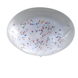 MIRIAM PLAFONIERA CLASSICA D30 ROTONDA IN VETRO SABBIATO BIANCO CON MURRINE DECORATIVE Padana Lampadari - Cristalensi Shop Onlin 2