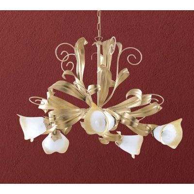 468/5G ANASTASIA LAMPADARIO IN AVORIO/ORO CON VETRI A SCAVO Padana Lampadari - Cristalensi Shop Online