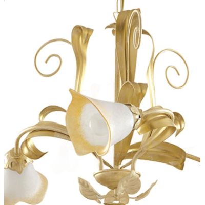 468/5G ANASTASIA LAMPADARIO IN AVORIO/ORO CON VETRI A SCAVO Padana Lampadari - Cristalensi Shop Online