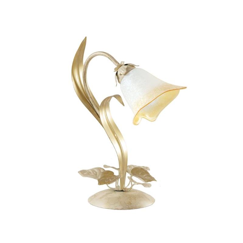 468/L1 ANASTASIA LUMETTO CLASSICO IN METALLO AVORIO-ORO E DIFFUSORE IN VETRO SCAVO Padana Lampadari - Cristalensi Shop Online