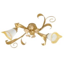 468-PL2 ANASTASIA PLAFONIERA IN METALLO AVORIO-ORO CON DIFFUSORI IN VETRO A SCAVO Padana Lampadari - Cristalensi Shop Online 2