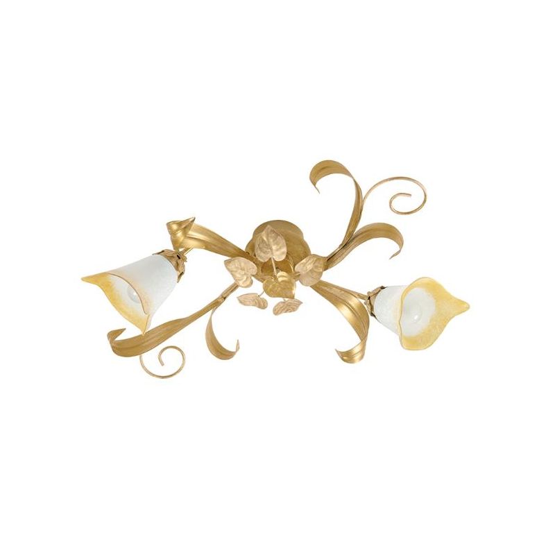 468-PL2 ANASTASIA PLAFONIERA IN METALLO AVORIO-ORO CON DIFFUSORI IN VETRO A SCAVO Padana Lampadari - Cristalensi Shop Online