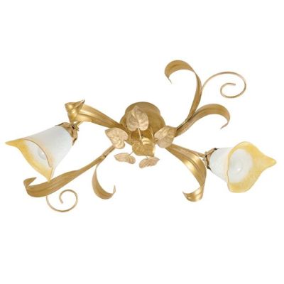 468-PL2 ANASTASIA PLAFONIERA IN METALLO AVORIO-ORO CON DIFFUSORI IN VETRO A SCAVO Padana Lampadari - Cristalensi Shop Online