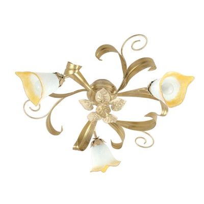 468-PL3 ANASTASIA PLAFONIERA IN METALLO AVORIO-ORO CON DIFFUSORI IN VETRO A SCAVO Padana Lampadari - Cristalensi Shop Online