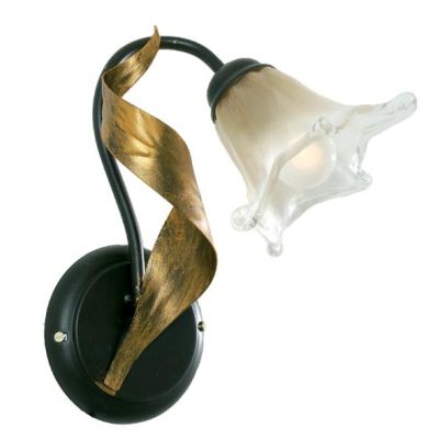 MELISSA APPLIQUE CLASSICA IN METALLO ANTRACITE CON FOGLIE ORO E DIFFUSORE IN VETRO Padana Lampadari - Cristalensi Shop Online