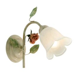 LADY APPLIQUE CLASSICA IN METALLO AVORIO CON DIFFUSORE IN VETRO E DECORI FLOREALI Padana Lampadari - Cristalensi Shop Online 2