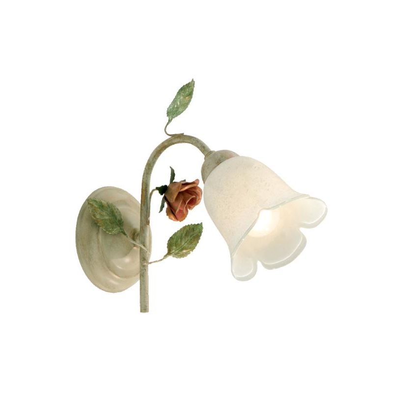 LADY APPLIQUE CLASSICA IN METALLO AVORIO CON DIFFUSORE IN VETRO E DECORI FLOREALI Padana Lampadari - Cristalensi Shop Online