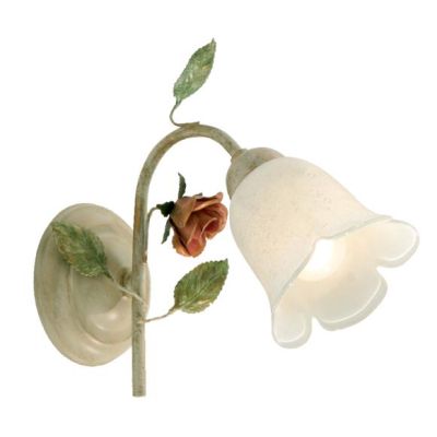 LADY APPLIQUE CLASSICA IN METALLO AVORIO CON DIFFUSORE IN VETRO E DECORI FLOREALI Padana Lampadari - Cristalensi Shop Online