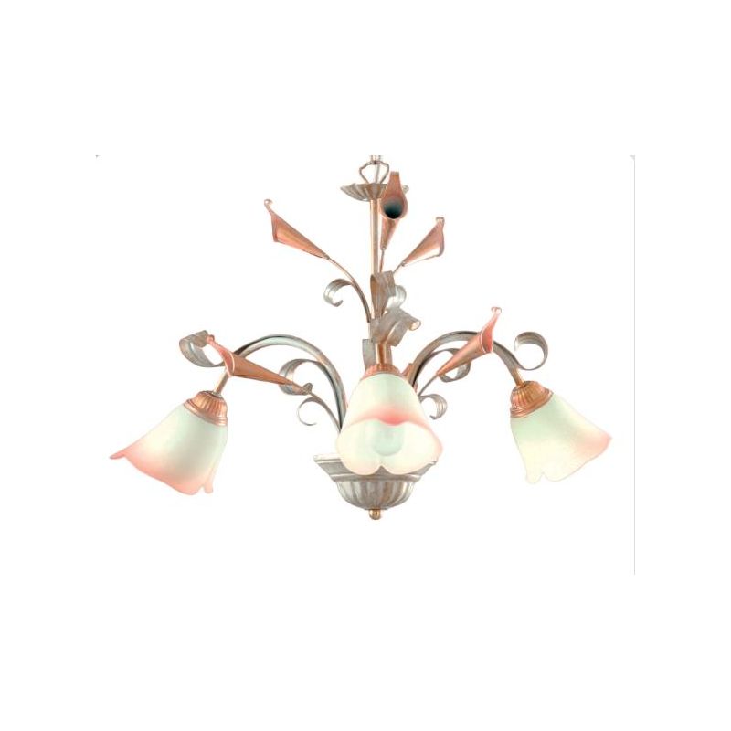 MARZIA LAMPADARIO CLASSICO 3 LUCI IN METALLO AVORIO O RUGGINE CON DIFFUSORI IN VETRO A SCAVO Padana Lampadari - Cristalensi Shop