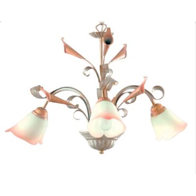 MARZIA LAMPADARIO CLASSICO 3 LUCI IN METALLO AVORIO O RUGGINE CON DIFFUSORI IN VETRO A SCAVO Padana Lampadari - Cristalensi Shop