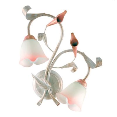 MARZIA APPLIQUE 2 LUCI CLASSICA IN METALLO AVORIO O RUGGINE CON DIFFUSORI IN VETRO A SCAVO Padana Lampadari - Cristalensi Shop O