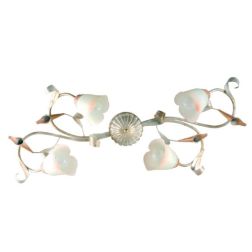 MARZIA PLAFONIERA OVALE 4 LUCICLASSICA IN METALLO AVORIO O RUGGINE CON DIFFUSORI IN VETRO A SCAVO Padana Lampadari - Cristalensi 2
