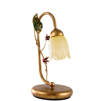 CARLOTTA LUMETTO STILE CLASSICO IN METALLO ORO CON DIFFUSORE IN VETRO AMBRA DECORI FLOREALI Padana Lampadari - Cristalensi Shop 