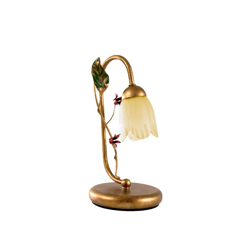 CARLOTTA LUMETTO STILE CLASSICO IN METALLO ORO CON DIFFUSORE IN VETRO AMBRA DECORI FLOREALI Padana Lampadari - Cristalensi Shop 