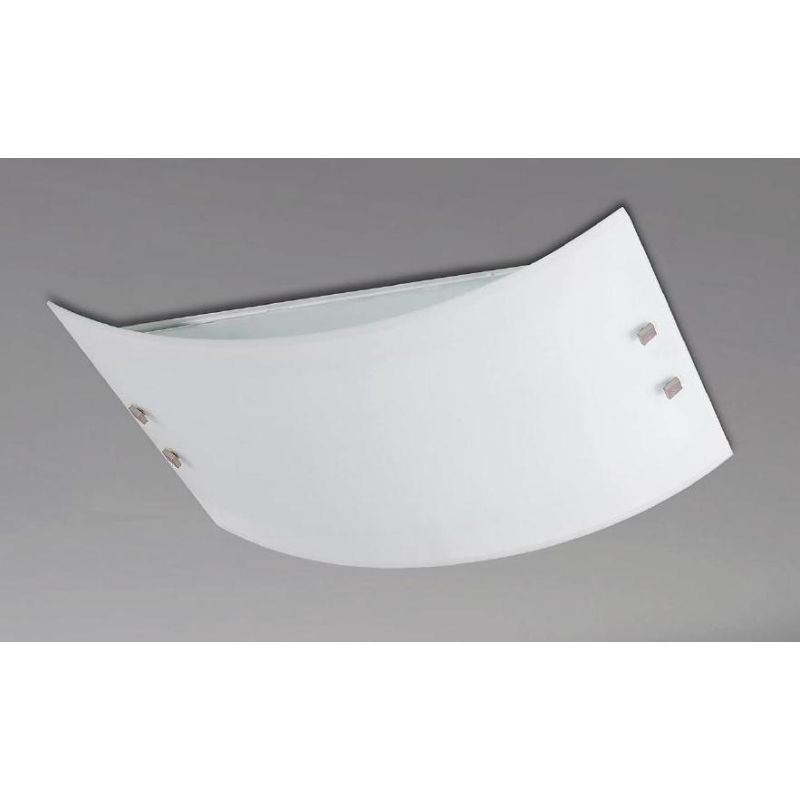 BETA PLAFONIERA CM 60X50 IN VETRO BIANCO SATINATO CON DETTAGLI CROMO LAMPADINE 4XE27 Padana Lampadari - Cristalensi Shop Online