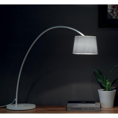 MISS LAMPADA DA TAVOLO AD ARCO ALTEZZA CM 63 IN METALLO BIANCO O NERO CON PARALUME ATTACCO G9 Padana Lampadari - Cristalensi Sho