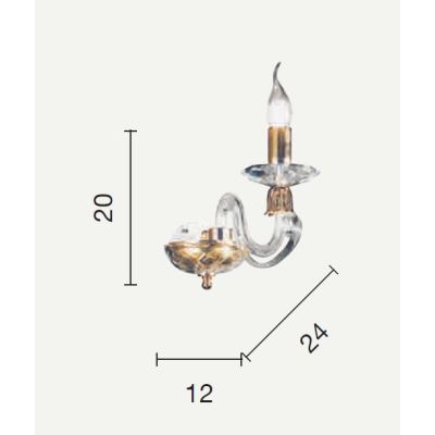 1306 LAMPADA A PARETE CLASSICA CON UNA SOLA LUCE IN CRISTALLO E METALLO FINITURA ORO O CROMO ONDALUCE CICIRIELLO - Cristalensi S