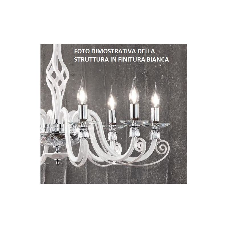 1306 LAMPADA GRANDE IN VETRO SOFFIATO LAVORATO A MANO CON PARALUME ONDALUCE CICIRIELLO - Cristalensi Shop Online