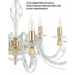 1306 LAMPADARIO CLASSICO A CANDELABRO 12 LUCI VETRO SOFFIATO E CRISTALLO 5 FINITURE ONDALUCE CICIRIELLO - Cristalensi Shop Onlin 2