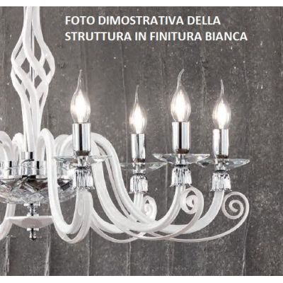 1306 LAMPADARIO CLASSICO A CANDELABRO 12 LUCI VETRO SOFFIATO E CRISTALLO 5 FINITURE ONDALUCE CICIRIELLO - Cristalensi Shop Onlin