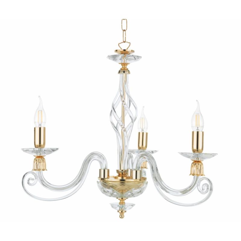 1306 LAMPADARIO CLASSICO A 3 LUCI IN VETRO SOFFIATO E CRISTALLO 5 FINITURE COLORE DI ONDALUCE ONDALUCE CICIRIELLO - Cristalensi
