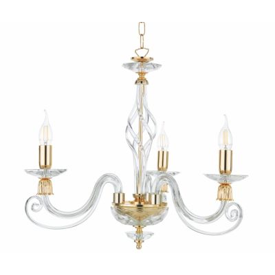 1306 LAMPADARIO CLASSICO A 3 LUCI IN VETRO SOFFIATO E CRISTALLO 5 FINITURE COLORE DI ONDALUCE ONDALUCE CICIRIELLO - Cristalensi