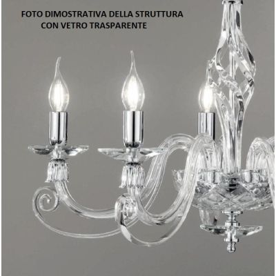 1306 LAMPADARIO CLASSICO A 3 LUCI IN VETRO SOFFIATO E CRISTALLO 5 FINITURE COLORE DI ONDALUCE ONDALUCE CICIRIELLO - Cristalensi
