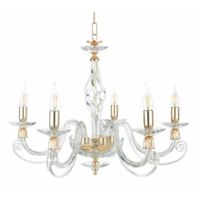 1306 LAMPADARIO CLASSICO A 5 LUCI IN VETRO SOFFIATO E CRISTALLO 5 FINITURE COLORE DI ONDALUCE ONDALUCE CICIRIELLO - Cristalensi