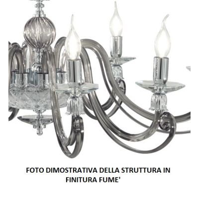 1306 LAMPADARIO CLASSICO A 5 LUCI IN VETRO SOFFIATO E CRISTALLO 5 FINITURE COLORE DI ONDALUCE ONDALUCE CICIRIELLO - Cristalensi