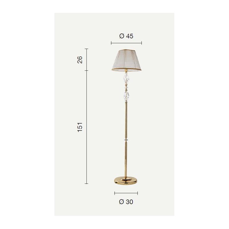 1306 LAMPADA DA TERRA IN CRISTALLO E METALLO ELEGANTE E CLASSICA CON VETRO COLORATO ONDALUCE CICIRIELLO - Cristalensi Shop Onlin