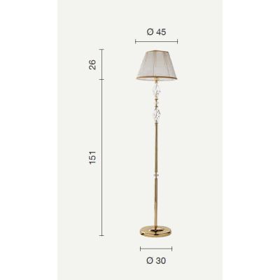 1306 LAMPADA DA TERRA IN CRISTALLO E METALLO ELEGANTE E CLASSICA CON VETRO COLORATO ONDALUCE CICIRIELLO - Cristalensi Shop Onlin