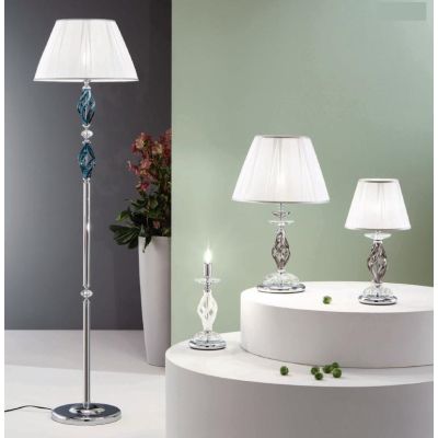 1306 LAMPADA DA TERRA IN CRISTALLO E METALLO ELEGANTE E CLASSICA CON VETRO COLORATO ONDALUCE CICIRIELLO - Cristalensi Shop Onlin
