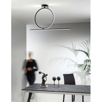 ACROBAT PLAFONIERA MODERNA CON CERCHIO MEDIO LED 35W NERA,SILVER O ORO DIMMERABILE ONDALUCE CICIRIELLO - Cristalensi Shop Online