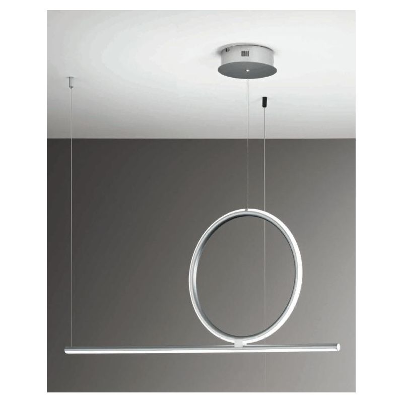 ACROBAT SOSPENSIONE MODERNA CON CERCHIO MEDIO LED 35W NERO, SILVER O ORO DIMMERABILE ONDALUCE CICIRIELLO - Cristalensi Shop Onli