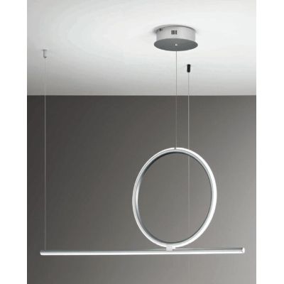 ACROBAT SOSPENSIONE MODERNA CON CERCHIO MEDIO LED 35W NERO, SILVER O ORO DIMMERABILE ONDALUCE CICIRIELLO - Cristalensi Shop Onli