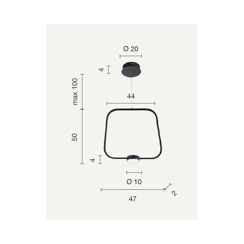 ALFA SOSPENSIONE QUADRATA IN METALLO ORO, BIANCO O NERO LED 35W LUCE 3000K DIMMERABILE MODERNA ONDALUCE CICIRIELLO - Cristalensi
