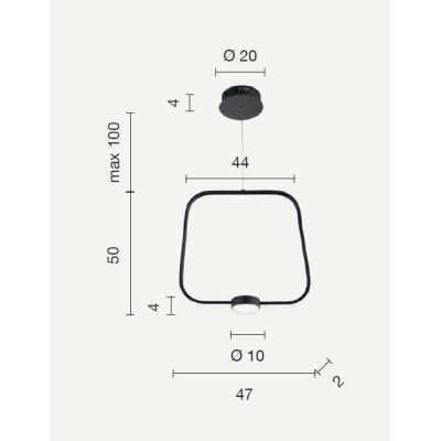 ALFA SOSPENSIONE QUADRATA IN METALLO ORO, BIANCO O NERO LED 35W LUCE 3000K DIMMERABILE MODERNA ONDALUCE CICIRIELLO - Cristalensi