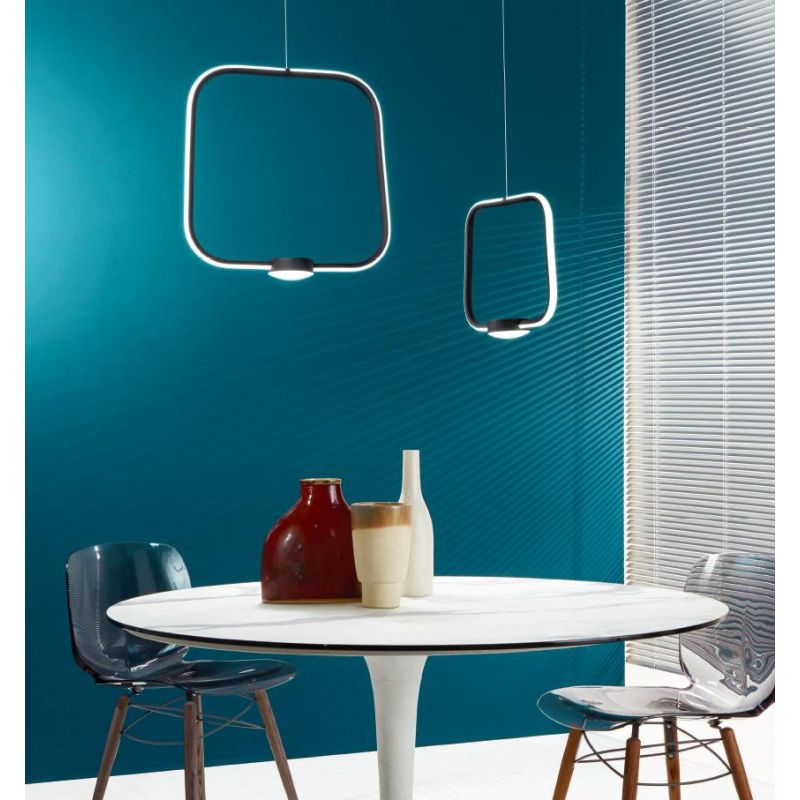 ALFA SOSPENSIONE QUADRATA IN METALLO ORO, BIANCO O NERO LED 35W LUCE 3000K DIMMERABILE MODERNA ONDALUCE CICIRIELLO - Cristalensi